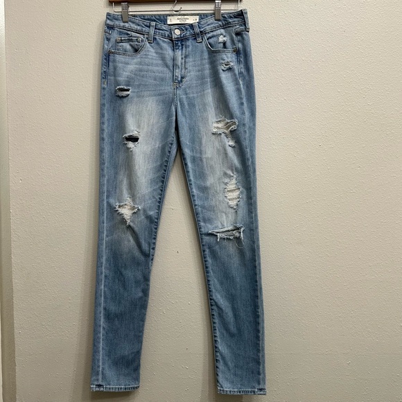 Abercrombie & Fitch Distressed Skinny High Waisted Jeans Size 28/6 - Picture 1 of 15